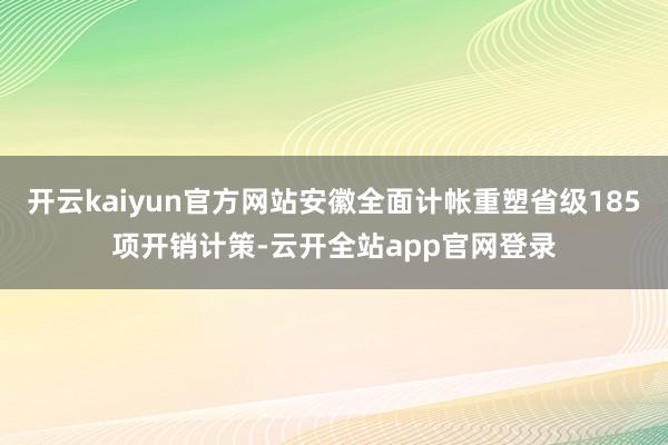 开云kaiyun官方网站安徽全面计帐重塑省级185项开销计策-云开全站app官网登录