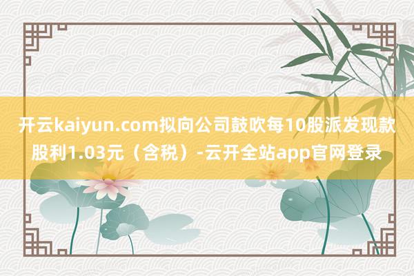 开云kaiyun.com拟向公司鼓吹每10股派发现款股利1.03元（含税）-云开全站app官网登录